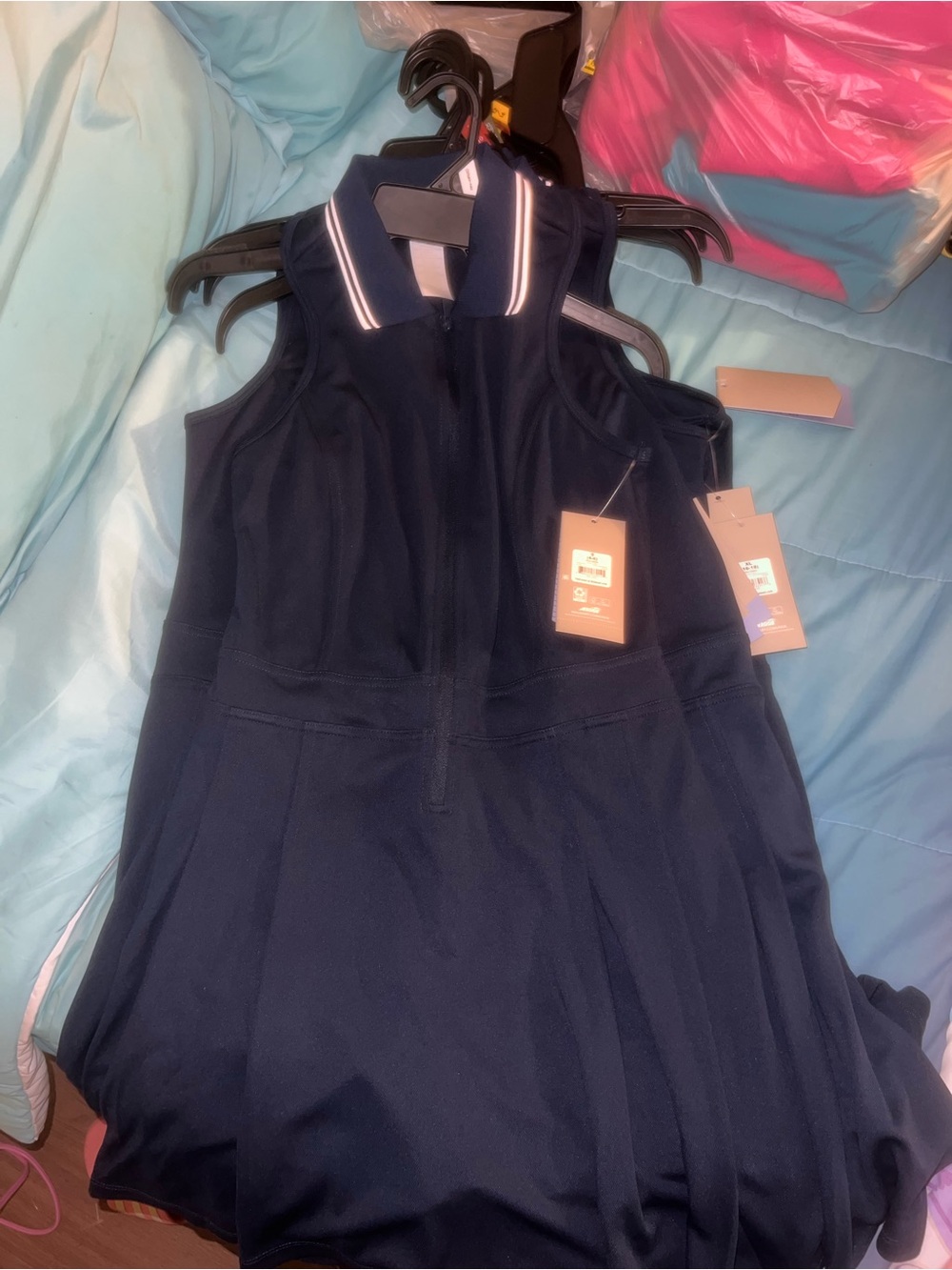 Avia Blue Cove Sleeveless Zip-Front Golf Dress with Contrast Collar - Picture 6 of 7
